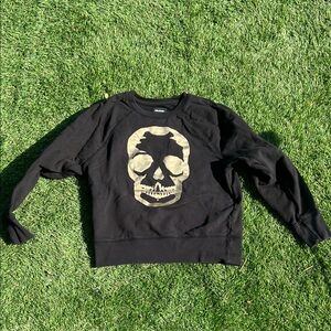 Zadig & Voltaire Black Crewneck with Gold Skull Graphic size XS